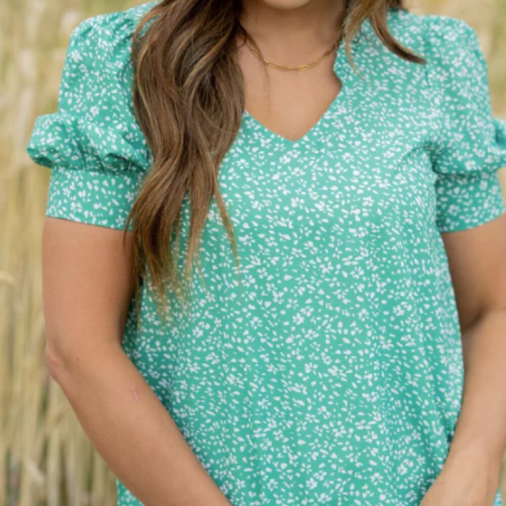 Betsey's Boutique Floral Puff Sleeve Blouse, New, Medium